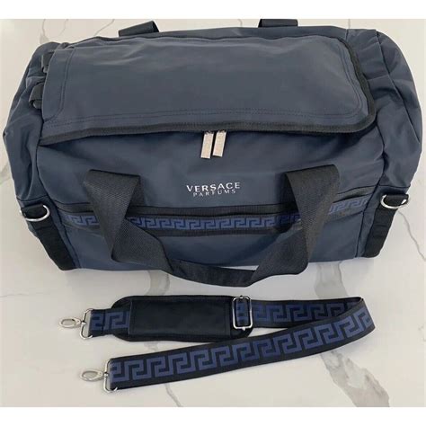 blue versace duffle bag|free Versace bag with purchase.